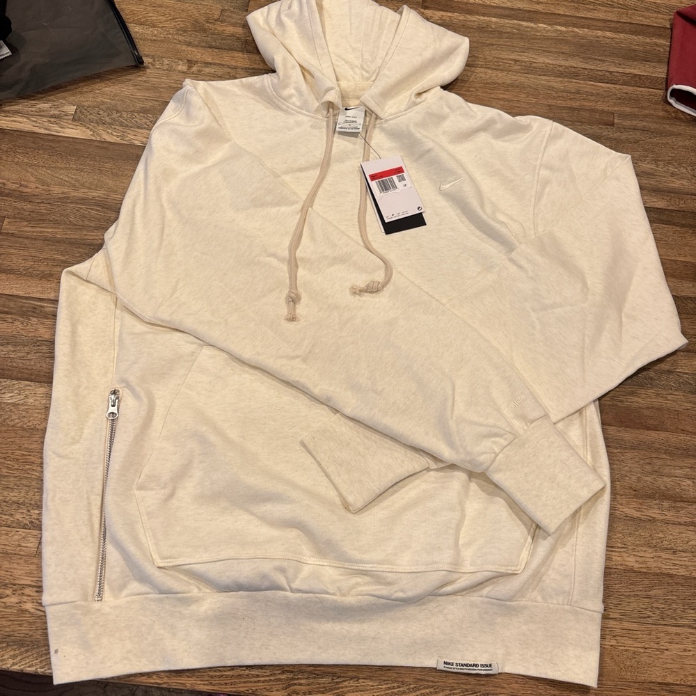 Nike Off-White Hoodie with Logo and Zip Pocket
